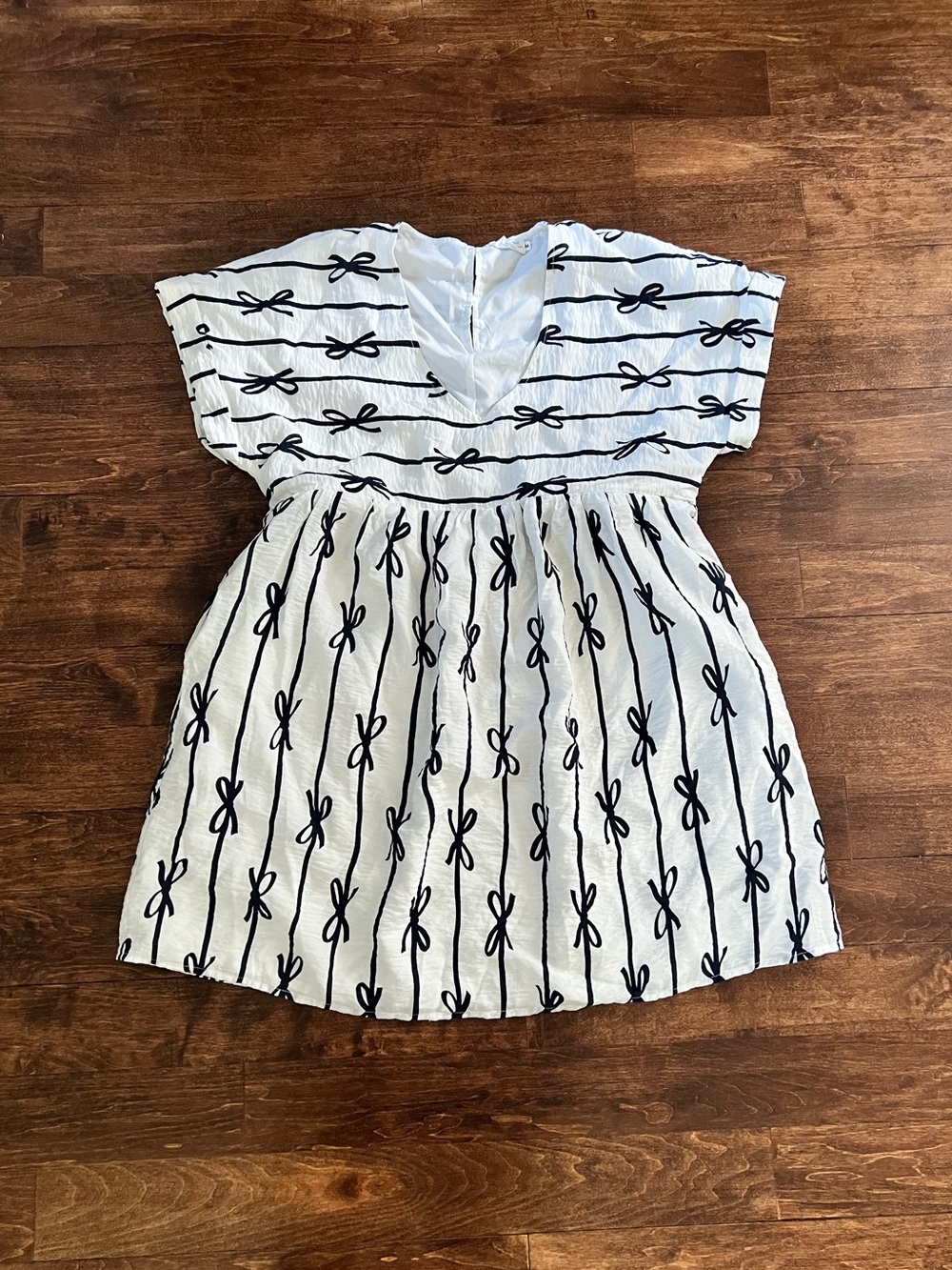 Nursing Dress with Navy Bow Print